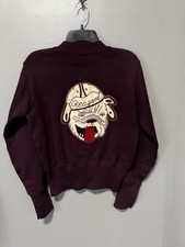 1940s Vintage Varsity Athletic Sweater Oshman  s Sporting Goods Bulldog Patch