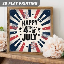 4th Of July USA Patriotic Wooden Plaque Fireworks Stars Farmhouse Wall Art Decor
