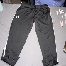 Under Armour Boys LG Black Jogger Pants Drawstring Logo Elastic Waist