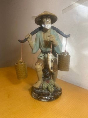 33cm Wan Jiang China Porzellan Figur Fischer mit Joch signiert Modell 51 (5)