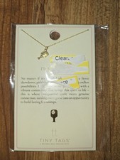 Tiny Tags Necklace PickelBall 16" W/ 2" Extender 14K GOLD ION Plate Over Brass