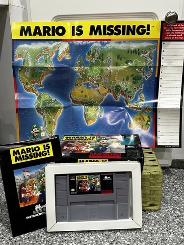 Mario Is Missing SNES Complete CIB w/ Poster Tested Authentic Nintendo