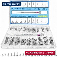 500Pcs Micro Screws Assortment Kit, 18 Sizes M1.2 M1.4 M2 Tiny Screws