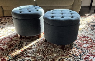 Two (2) Fuijan Kingwell Twilight Navy Ottomans- Free Shipping