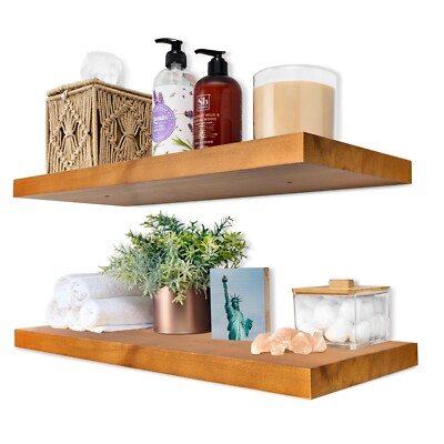Sorbus 24'' Solid Wood Floating Shelves for Wall - Set of 2 Wall Mounted Shelves