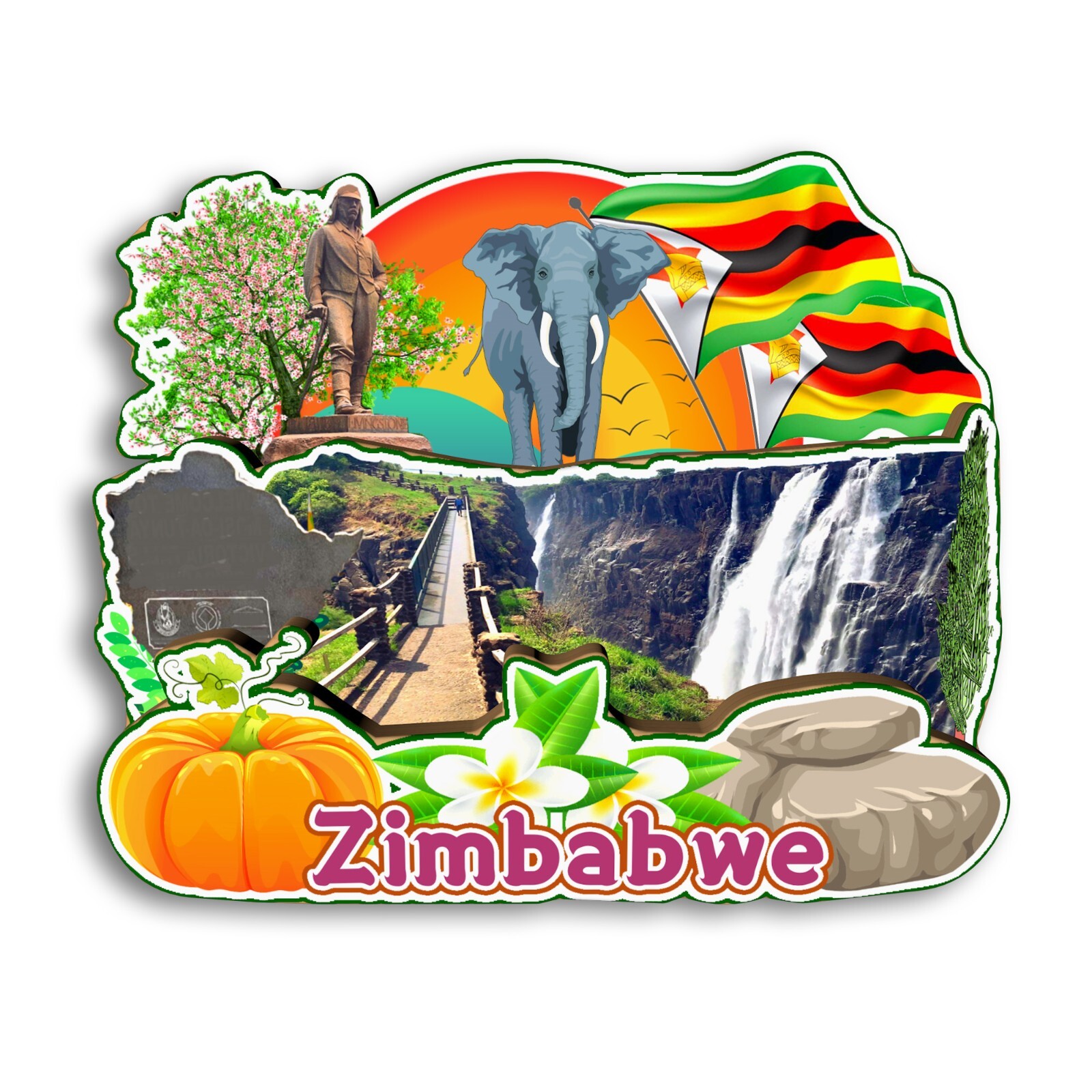 Zimbabwe Refrigerator magnet 3D travel souvenirs wood