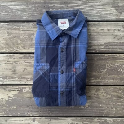 Levi's Mens Medium Long Sleeve Blue Plaid Button Up Shirt