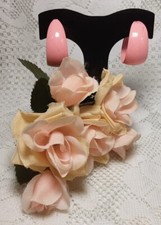 Earring Pink Enamel Hoop Oval Flared 1.5" x .58" Vintage Jewerly Estate Clip