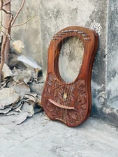 Handmade Rosewood lyre harp 10 string New Flower Design Free tuning key & string