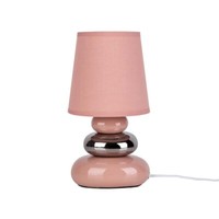 Tischlampe Tischleuchte Nachttischlampe Keramik Rosa Leselampe Textil H 31 Cm