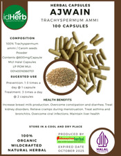 100 CAPSULES Trachyspermum Ammi Ajwain NATURAL ORGANIC HERBAL HERBS