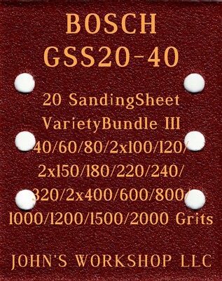 BOSCH GSS20-40 - 17 Different Grits - 20 Sheet Variety Bundle III