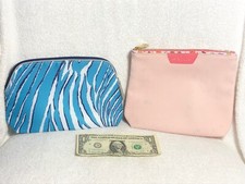 Lot 2 Estee Lauder Cosmetic Makeup bags Amba Locke Herringbone, Zebra Stripe QQ 