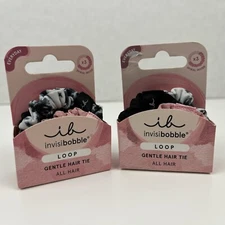 Invisibobble ib Loop Gentle Hair Tie 3 Pieces Pink Black White Lot of 2