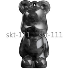 Certified Natural Grade A Burma Jadeite Black Jade Black Bear Pendant AAA