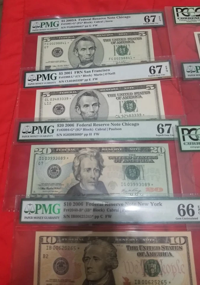 17 BANKNOTES USA LOT REPLACEMENTS STAR PMG PCGS 66,67 FEDERAL TOP RARE - Image 4 of 4