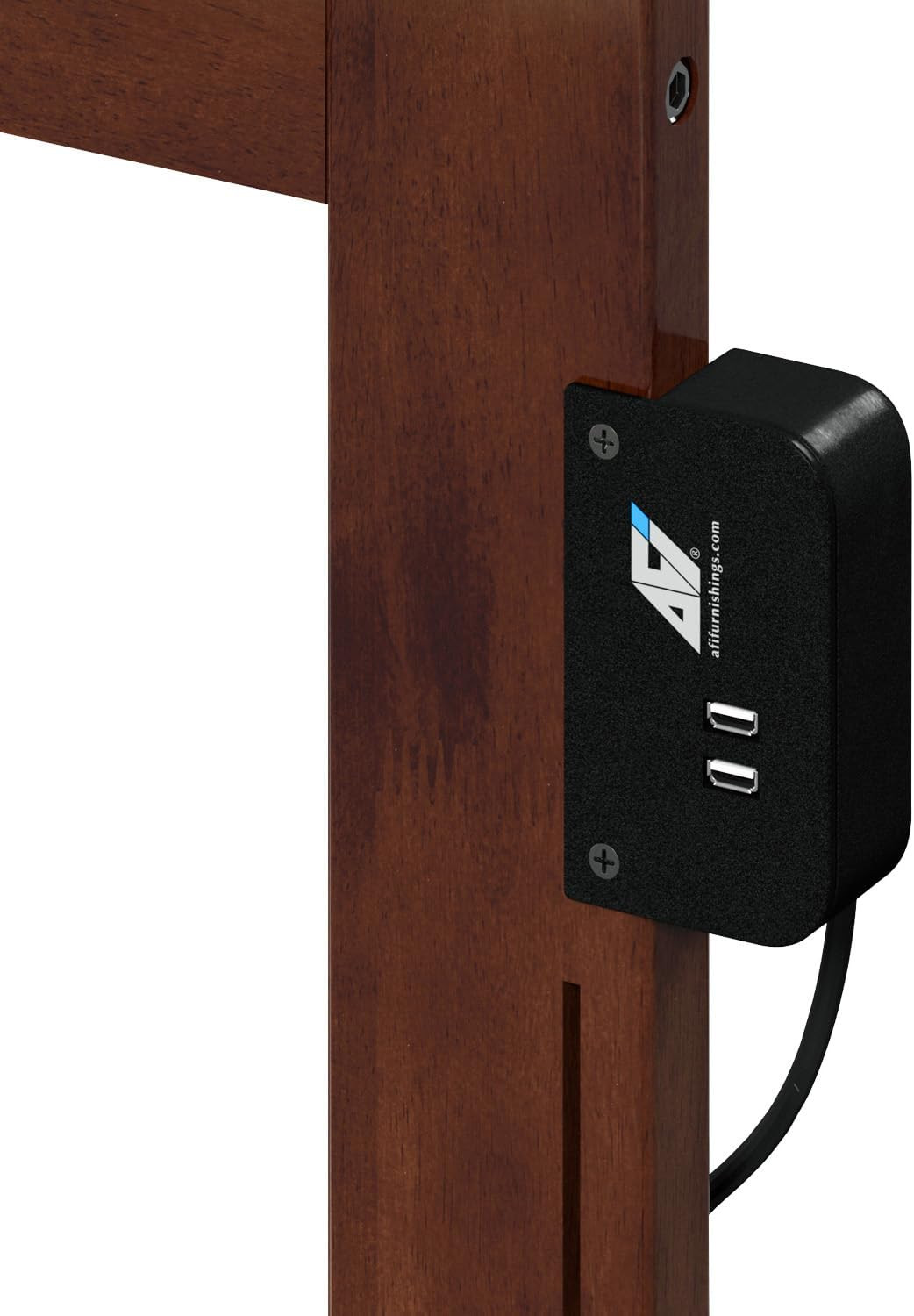 Madision Walnut Solid Wood Headboard with Charger - Stylish & Functional