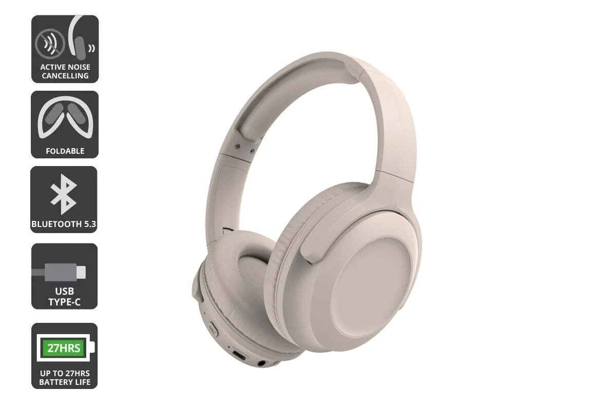 Kogan NC35 Noise Cancelling Headphones Beige Headphones