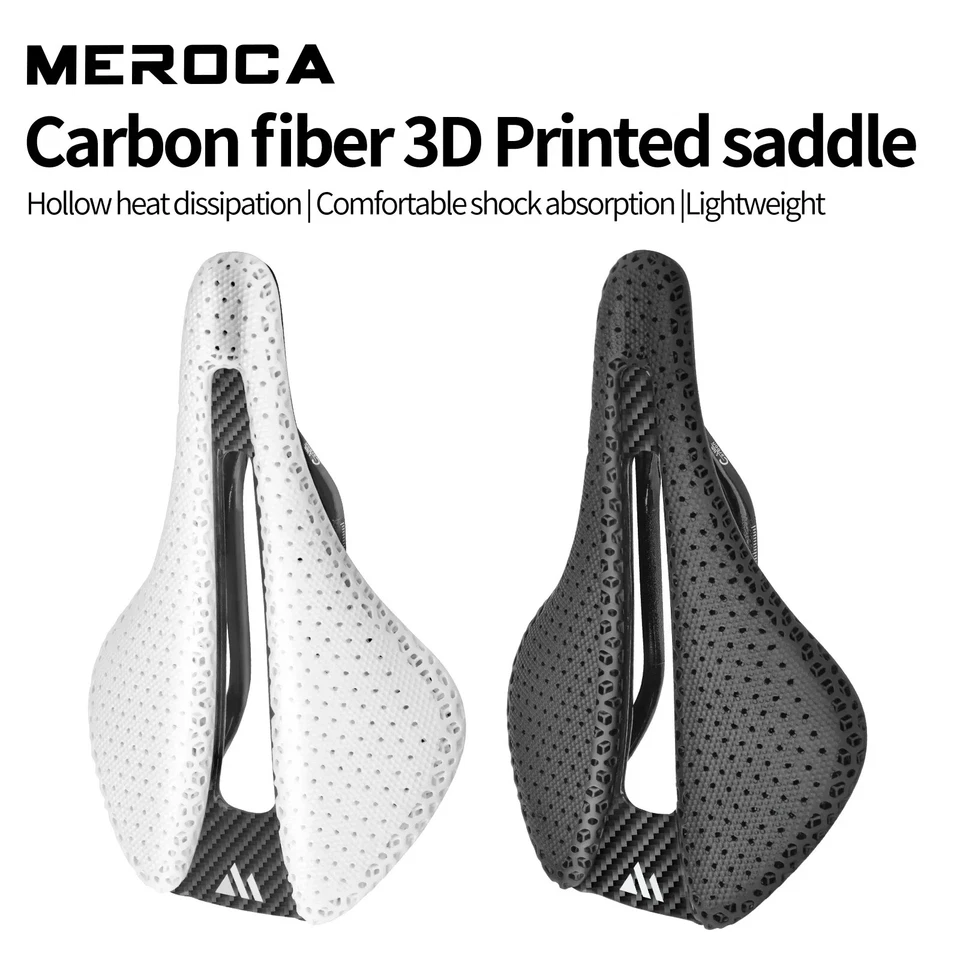 Cojín de asiento transpirable hueco para silla de montar de bicicleta de carretera de fibra de carbono impreso en 3D Foto 2 de 4