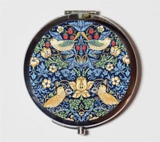 Art Nouveau Strawberry Bird  Deco Compact Mirror Make Up Pocket Mirror Cosmetics