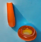 MCM Vintage Cased Art Glass Orange Footed Bud Vase & Murano? Ashtray Lot