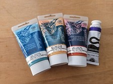 Speedball Block Printing Ink NEW Lot of 4 Turquoise Dark Yellow Light Red Violet