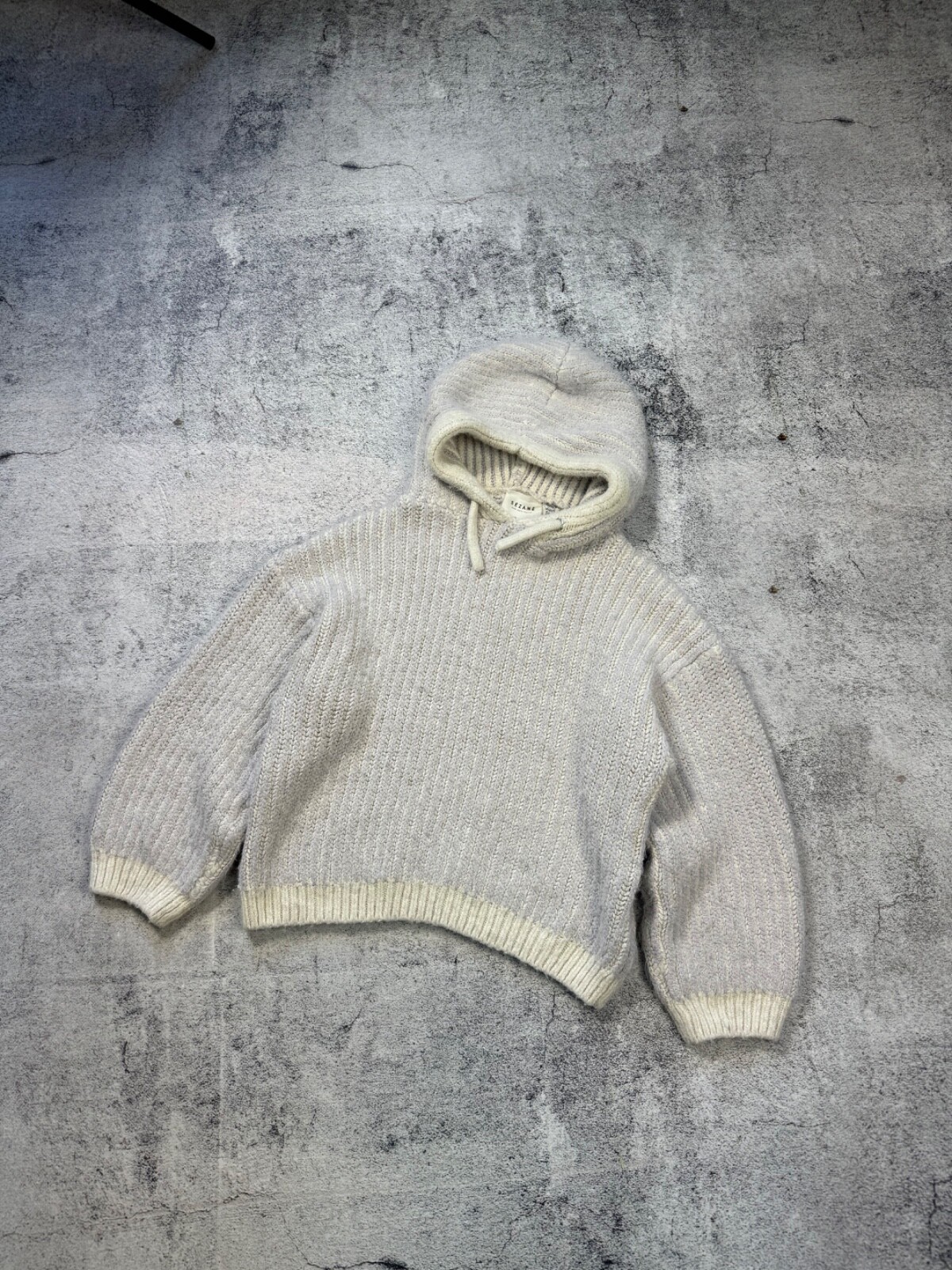 La Maille Sezane Theodore Hooded Sweater Purple/White Size XS