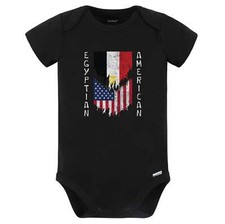 Egyptian American Flags Ripped Torn Egypt Baby Bodysuit (Black)