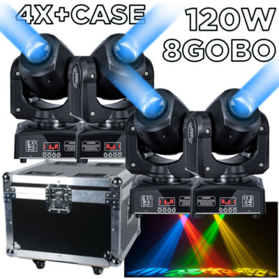 4X UKING RGBW LED Moving Head Stage Lighting Beam DMX DJ Disco Party Light+Case