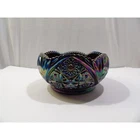 Vintage LE Smith carnival glass bowl, Hobstar iridescent, 7" heavy glass bowl