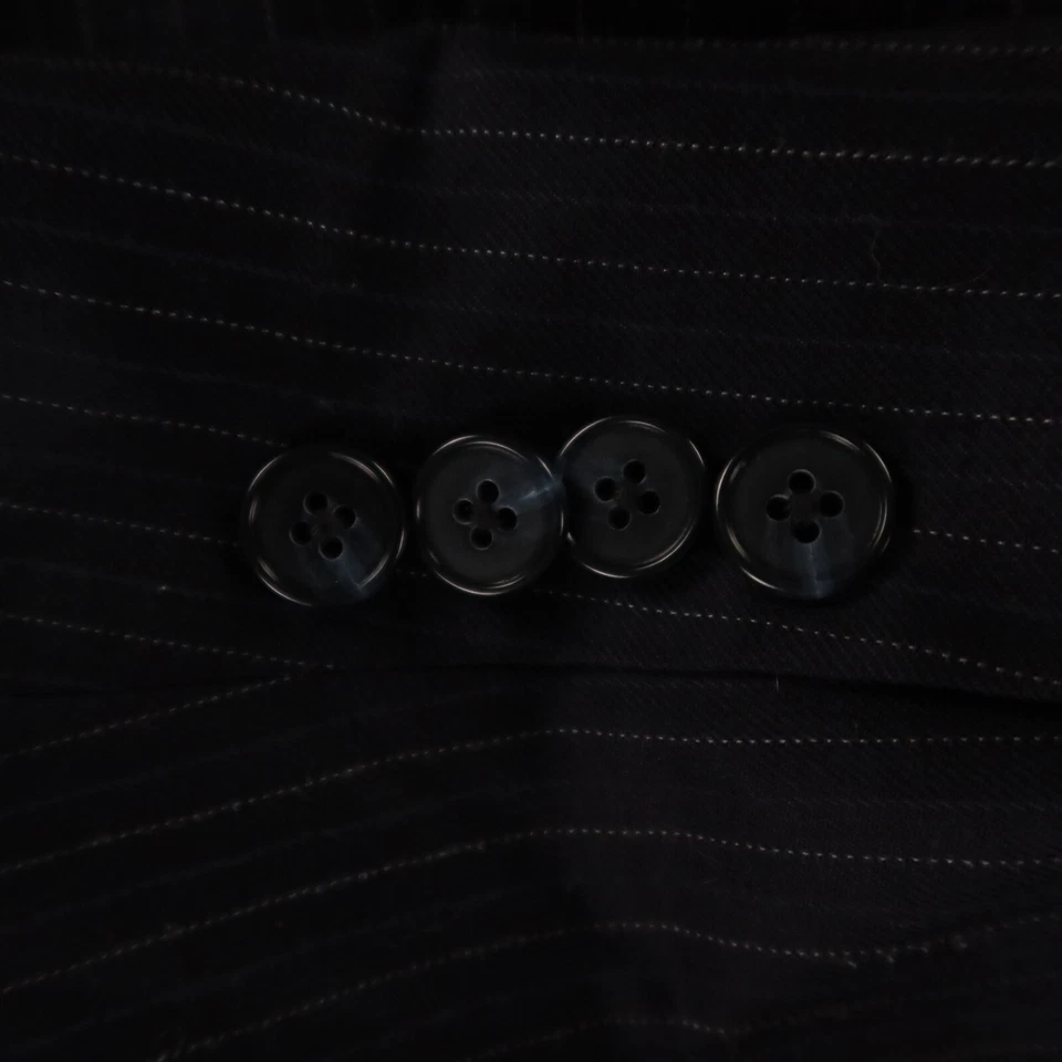 Chalk Stripe Suit M Blue 100% Wool Cashmere Twill Pleated 42S 38x26 - Image 4 of 4