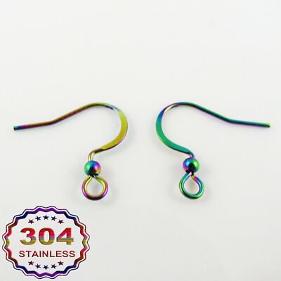 Bulk 10pce (5 Pair) DIY French Flat Earring Hook Finding Iridescent IP SSteel