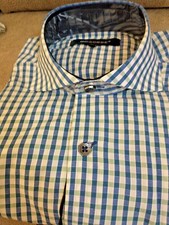 NWT BOGOSSE men's Size 2 Small Short sleeve button down shirt Fancy Jacq Check