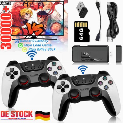 30000+ Retro Videospielkonsole 4K HD TV Spiel Stick 64GB+2x Wireless Controller