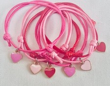 6 HEART FRIENDSHIP BRACELETS PARTY BAG FILLERS, HEN PARTY, PROM, PRINCESS ADJUST