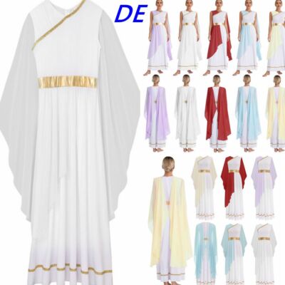 DE iEFiEL Damen Griechische Göttin Kostüm Karneval Cleopatra Toga Kleid Party
