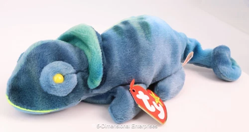 Vintage TY Beanie Baby RAINBOW Blue Chameleon Plush 5th/6th Tags 1998-1999 (11)