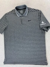 Nike Dri Fit Striped Short Sleeve Brookmeadow CC Polo Shirt (Men's Large) Gray