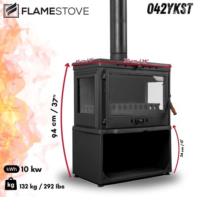Woody cast iron wood burning stove, % 100 cast iron stove, 292 lbs, 34,000 BTU
