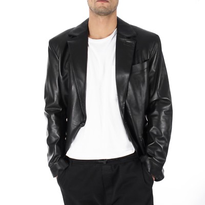 Italienische Handmade Herren Echtes Weiches Leder Slim Fit 1 Hose Blazer