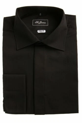 Camicie classiche da uomo neri in misto cotone