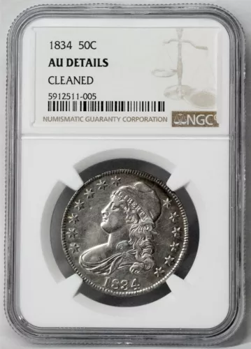 1834 AU Details Capped Bust Half Dollar 50C Coin US  90% Silver NGC Free Ship