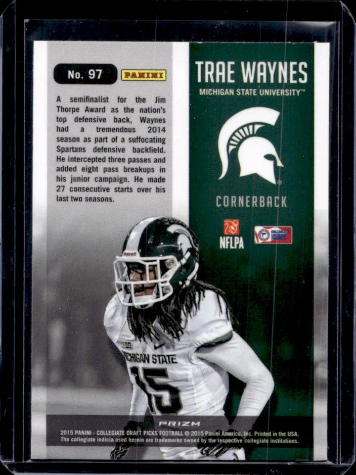 2015 Prizm Draft Picks Trae Waynes Stained Glass RC SP #97 Spartans - Image 2 of 2