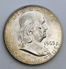 1963-D Franklin Half Dollar AU Almost Uncirculated Toned Toning Denver Mint 90%