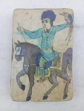 ANCIEN CARREAU PERSAN/ KADJAR CÉRAMIQUE polychrome