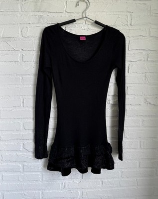 Save The Queen! Black Gothic Knit Mini Dress Made In Italy Size S