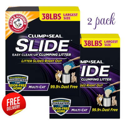 ARM & HAMMER Clump & Seal SLIDE Cat Litter 38 lb Multi-Cat 2 Pack