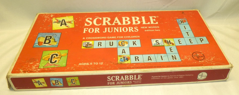 Scrabble For Juniors 1964 New Words Edition Two Double sided board Crossword