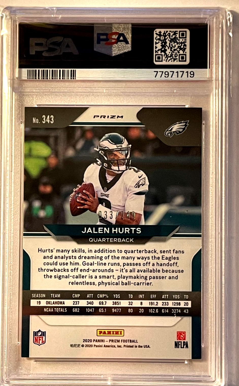 RARE SP#/249💎PSA MINT 2020 ORANGE Prizm JALEN HURTS RC SB MVP #343 FUTURE HOF🐐 view 3