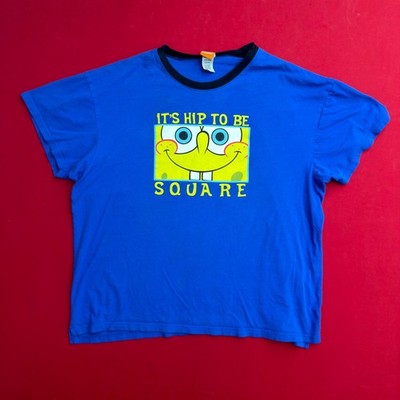 Vintage 2009 SpongeBob SquarePants Its Hip To Be Square Blue T-Shirt Mens Large